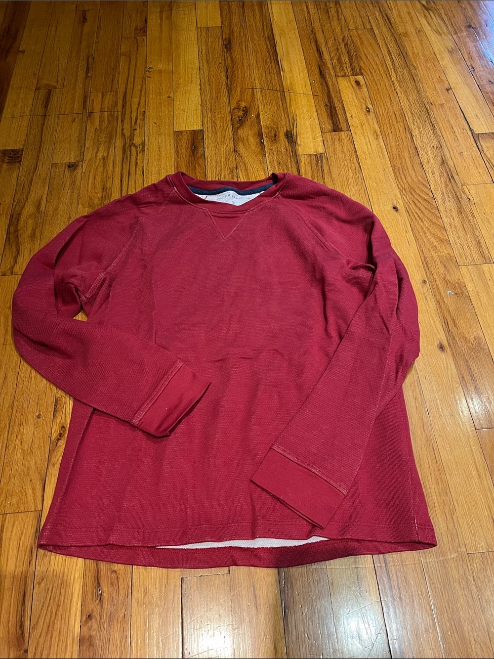 Peter Manning Men's Red Long Sleeve Thermal Crewneck Sweater